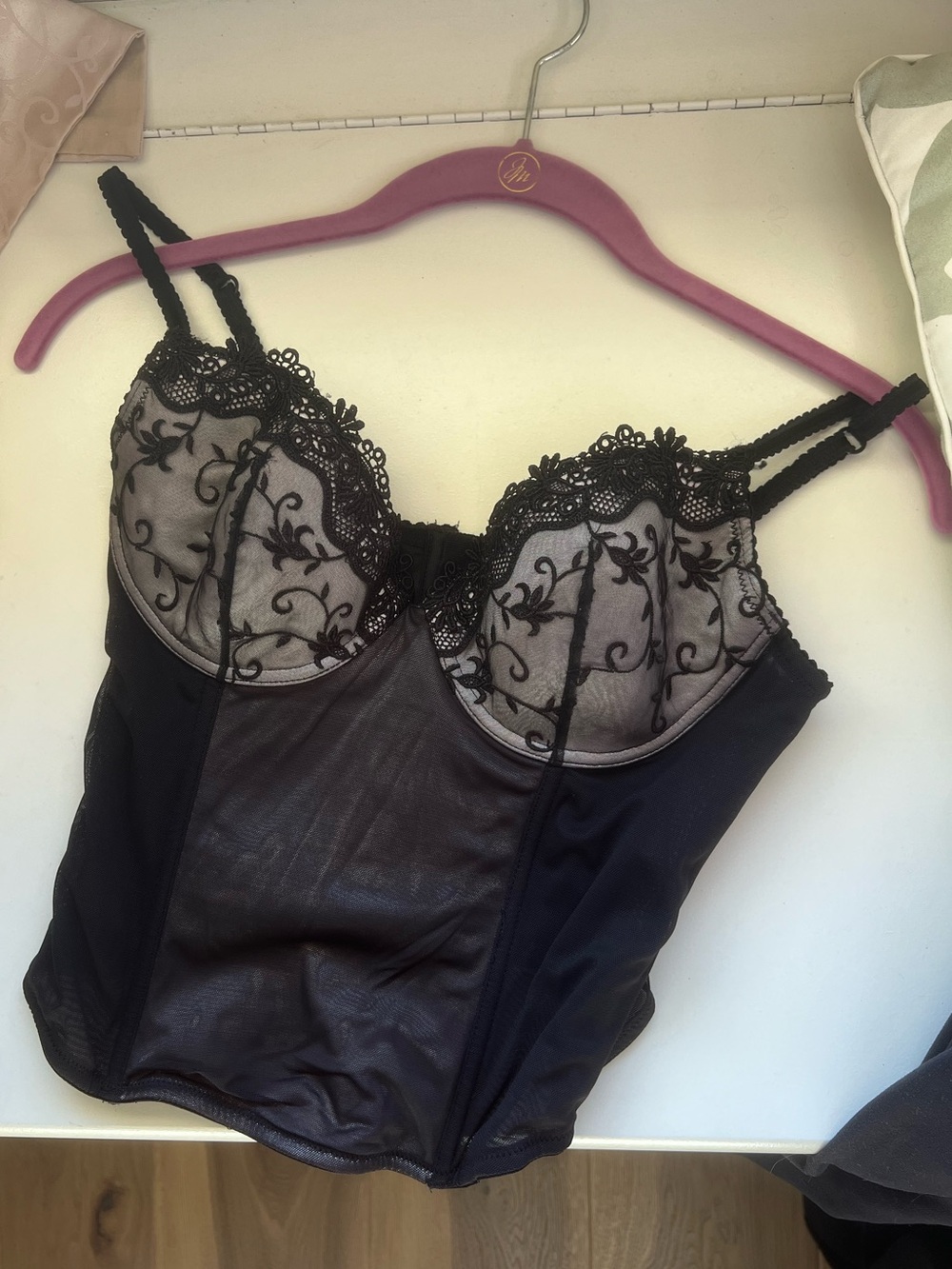 Sentiments Brand Black Lace Corset Bustier Top